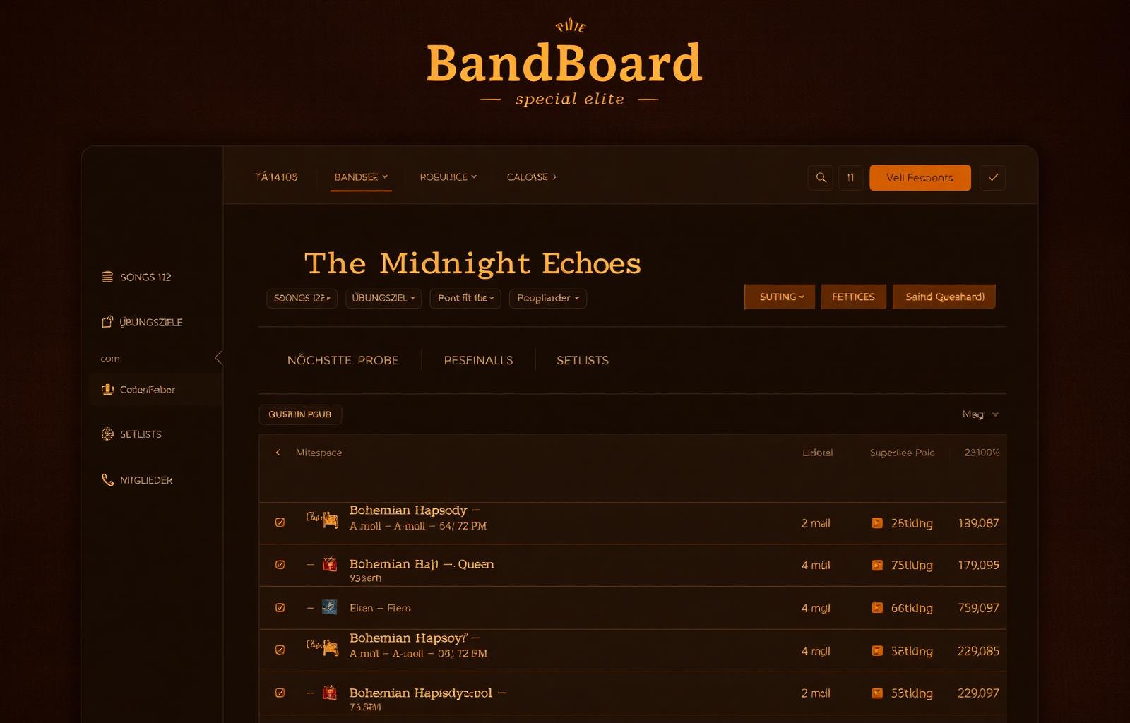 Mockup: Band anlegen in BandBoard